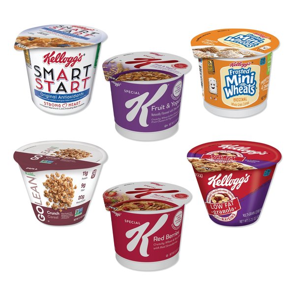 Kelloggs Breakfast Cereal - Single Serve, Classic Wellness Assortment, 2.2 oz Cup, PK60, 60PK 5X0404